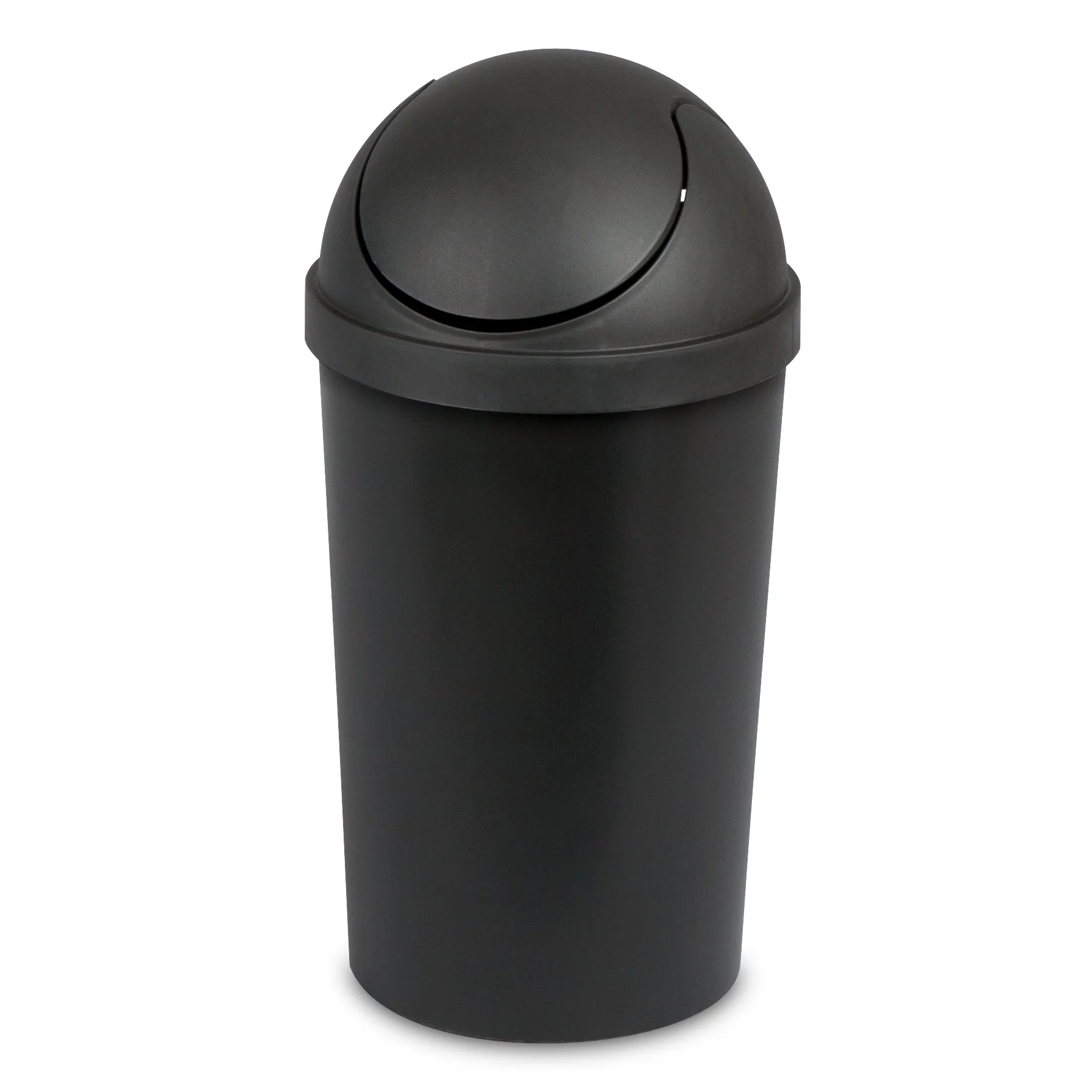 Sterilite Small Bathroom Trash Can, 3 Gallon Plastic Garbage Bucket Bin with Swing Top Lid, Black | Walmart (US)