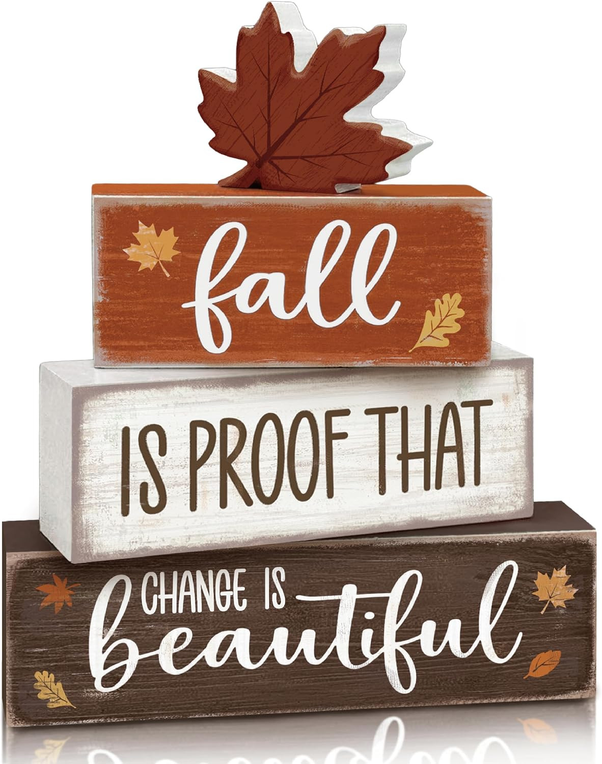 4 Pcs Fall Tiered Tray Decor, Wooden Fall Decorations for Home | Amazon (US)