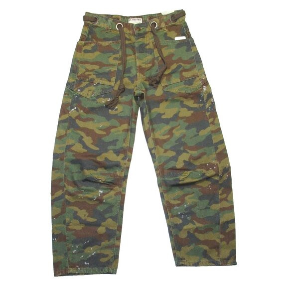 NWT We The Free People Moxie in Moss Green Camo Low Slung Barrel Jeans 26 | Poshmark