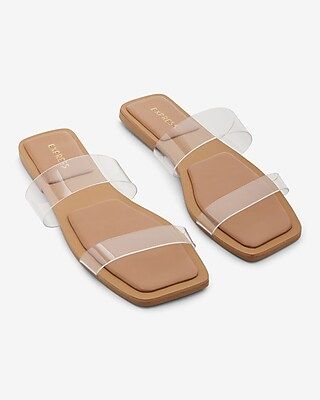 Clear Double Strap Flat Sandals | Express