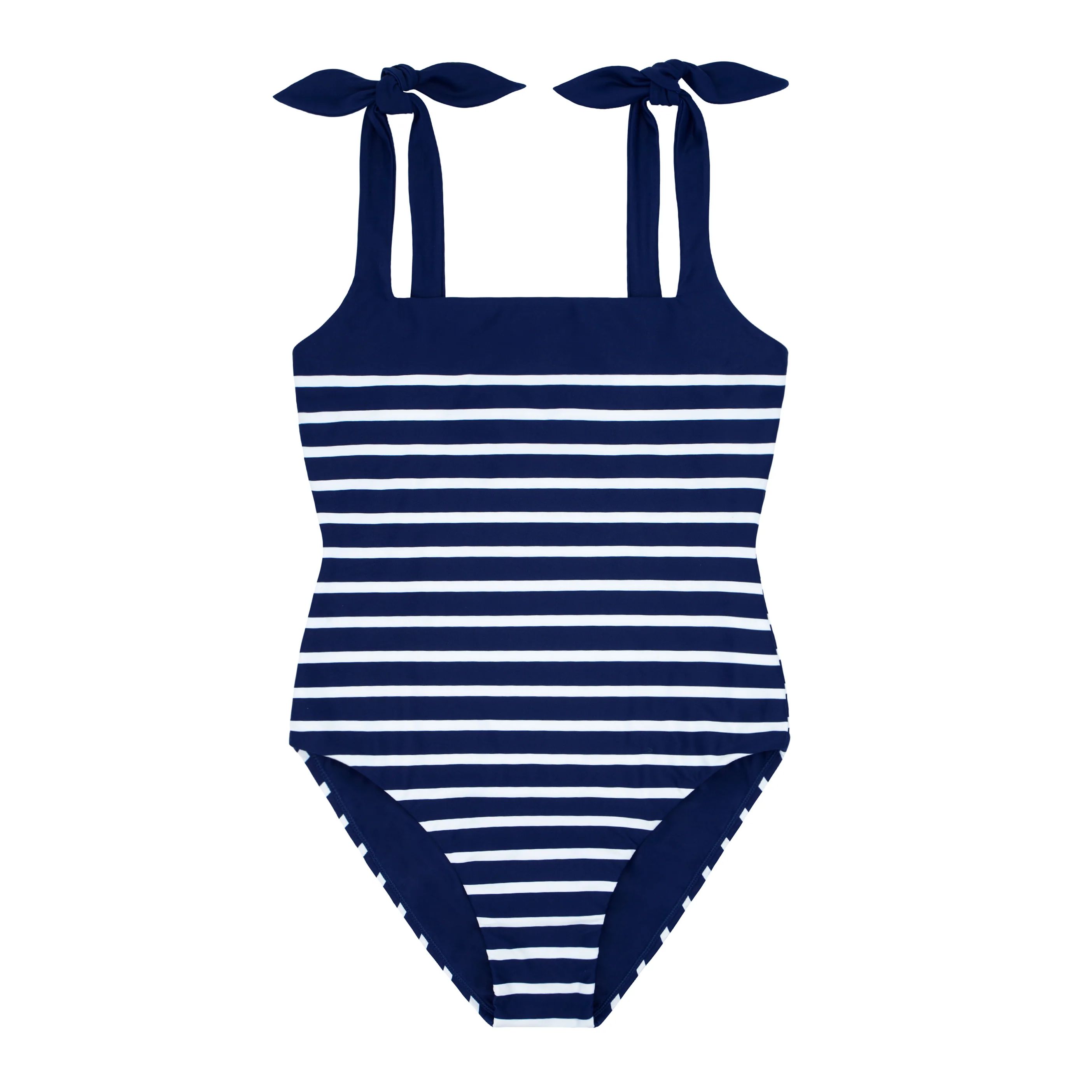 women's navy breton stripe tie knot one piece | minnow swim | minnow