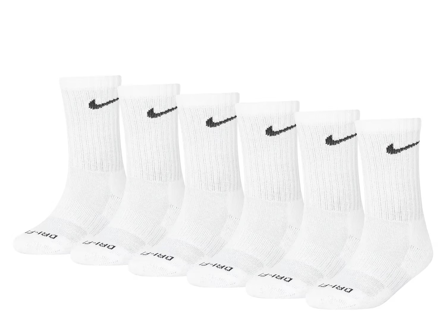 Nike Performance Kids' Crew Socks 6 Pack | Boy's | White | Size XS | Socks | Athletic | Crew | DSW