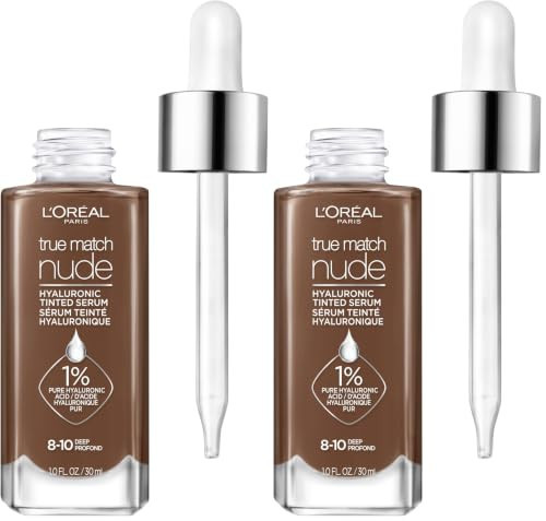 L'Oreal Paris True Match Nude Hyaluronic Tinted Serum Foundation with 1% Hyaluronic acid, Deep 8-10, 1 fl. oz. (Pack of 2) | Amazon (US)