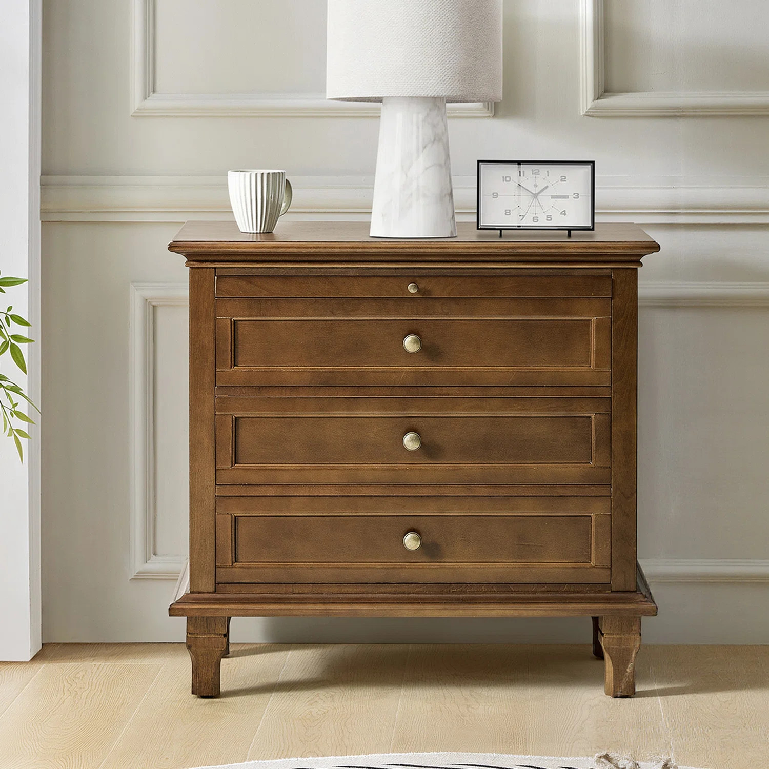 Arthelia Traditional 28.37''W 3-Drawer End Table with Charging Station and Pull-out Shelf | Wayfair North America