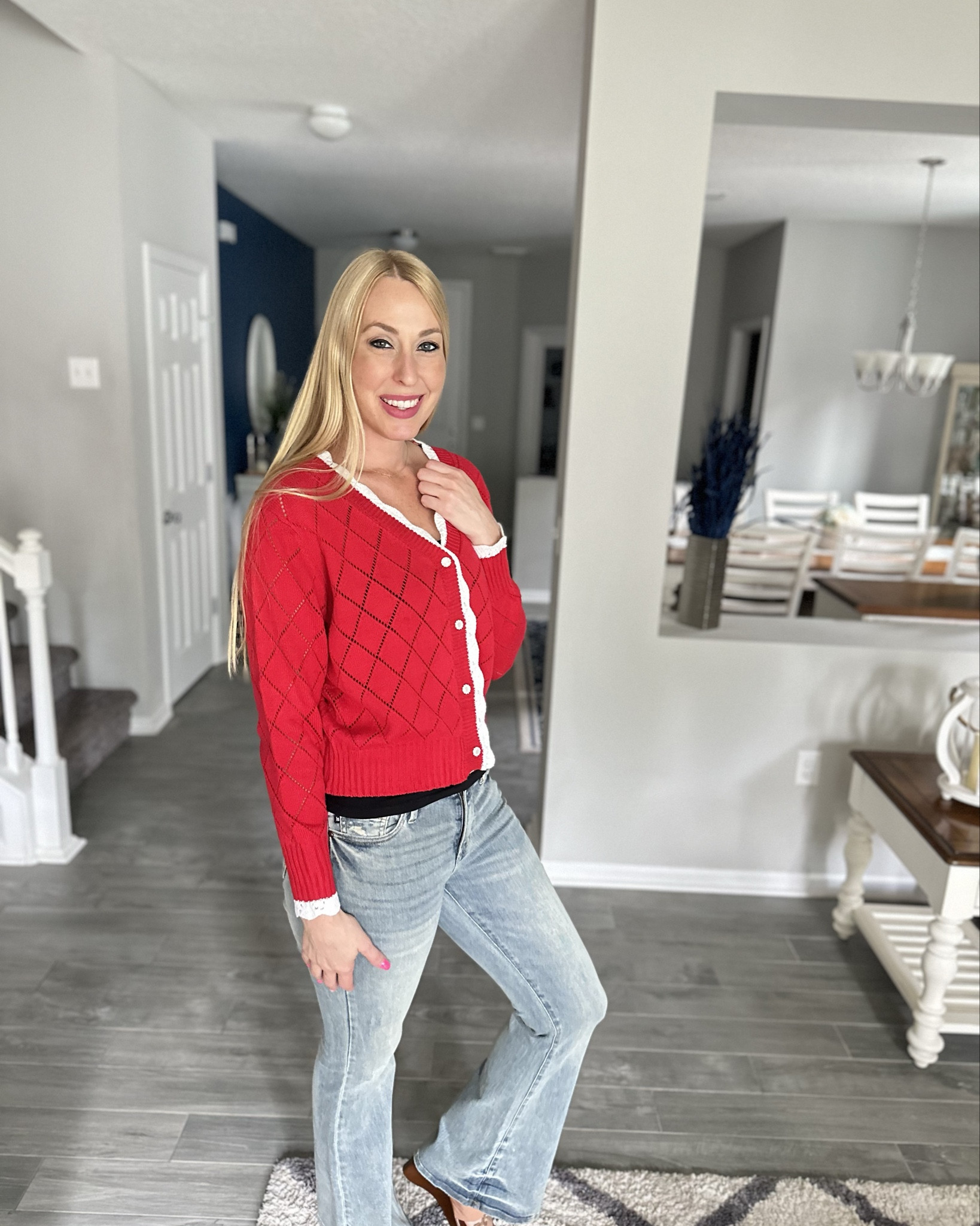 The cutest teacher cardigan 
😍 plus you know I am going to be wearing this on Christmas and Valentines Day 
🤍 wearing size small, fits tts 

#LTKWorkwear #LTKFindsUnder50 #LTKStyleTip