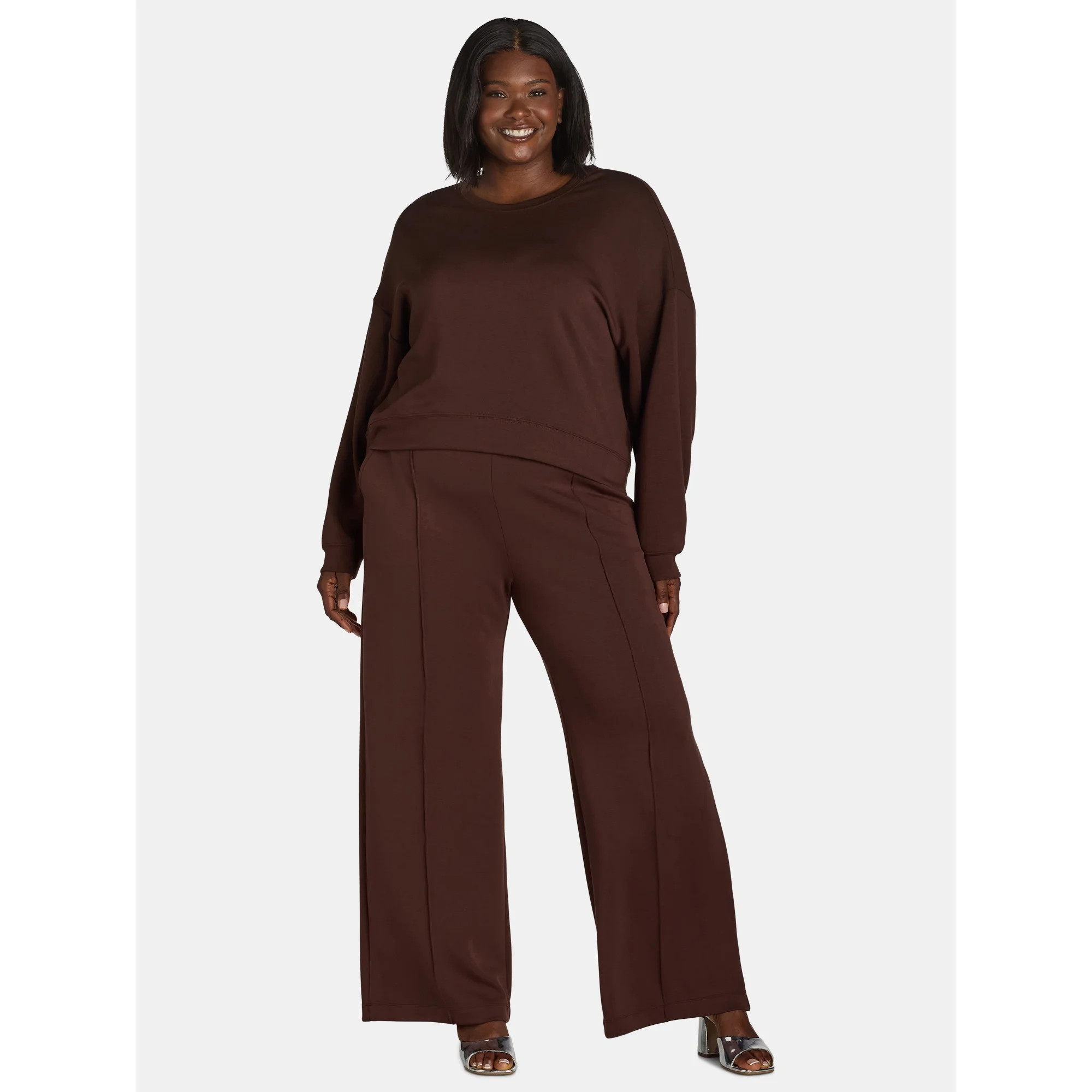 Scoop Women's and Women's Plus Scuba Knit Trouser Pants, Sizes XS-4X - Walmart.com | Walmart (US)