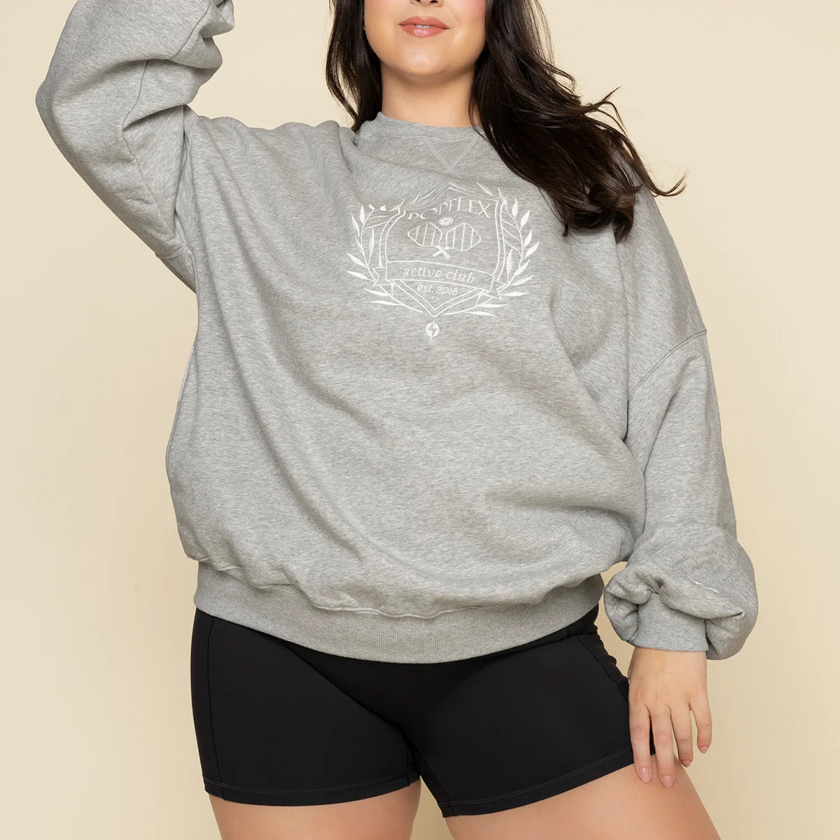 POPFLEX® Active Club Cloud Crewneck Sweater - Heather Grey | POPFLEX