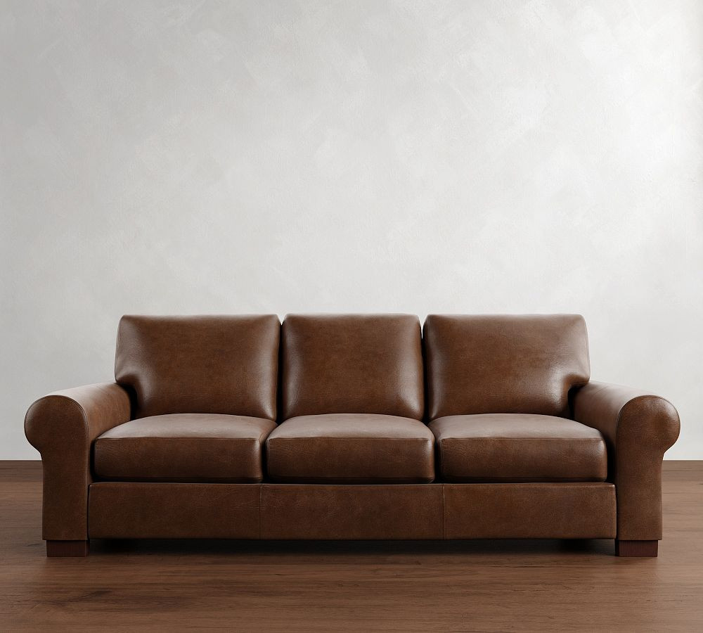 Turner Roll Arm Leather Sleeper Sofa (64"&ndash;88") | Pottery Barn (US)