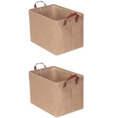 REGALWOVEN Fabric Organizing Closet Shelves Storage Cube with Handles 2 Pcs Brown Plain Weave 15*10.6*11in | Target