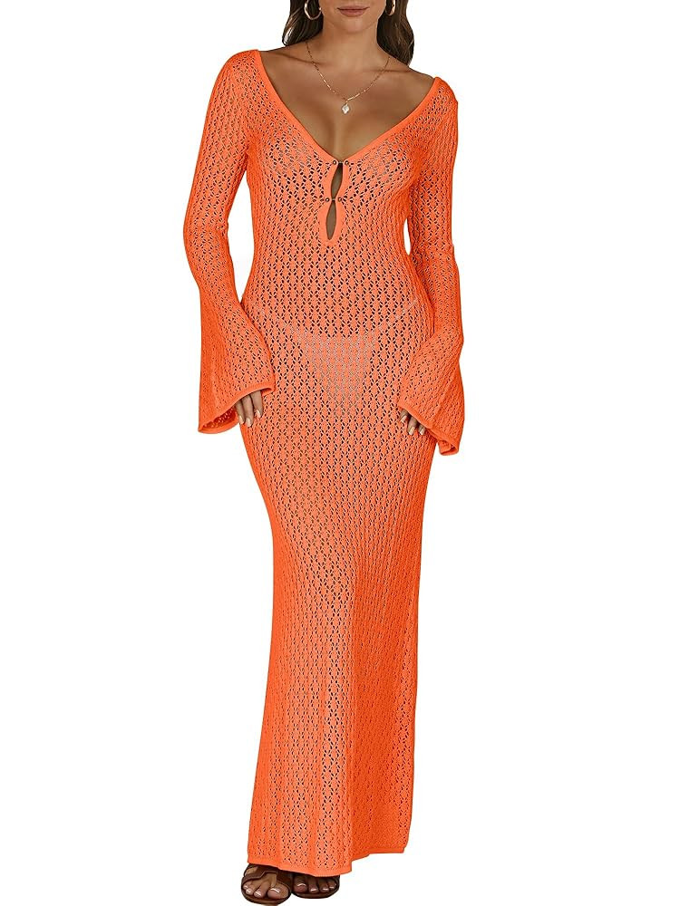 ANRABESS Women Swimsuit Swim Crochet Cover Up Knit Bathing Suit Swimwear 2025 Summer Bodycon Beac... | Amazon (US)