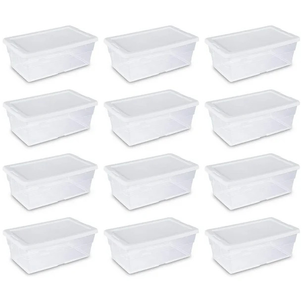 Sterilite 6 Qt Clear Plastic Storage Container Bin, Snap Close White Lid, 12 Pack - Walmart.com | Walmart (US)