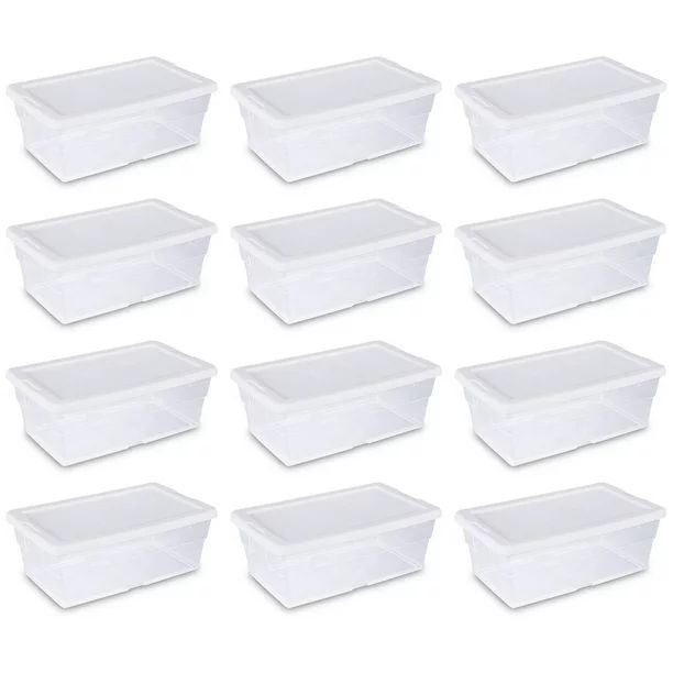 Sterilite 6 Qt Clear Plastic Storage Container Bin, Snap Close White Lid, 12 Pack - Walmart.com | Walmart (US)