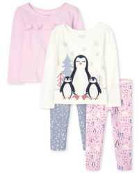 Toddler Girls Long Sleeve Penguin Tops And Knit Leggings 4-Piece Set | The Children's Place CA - ... | The Children's Place