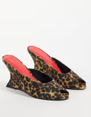 ASOS DESIGN Navigate peep toe wedges in leopard | ASOS (Global)