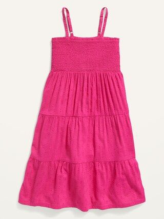 Sleeveless Clip-Dot Tiered Swing Dress for Girls | Old Navy (US)