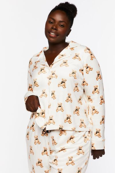 Plus Size Teddy Bear Pajama Shirt | Forever 21 (US)