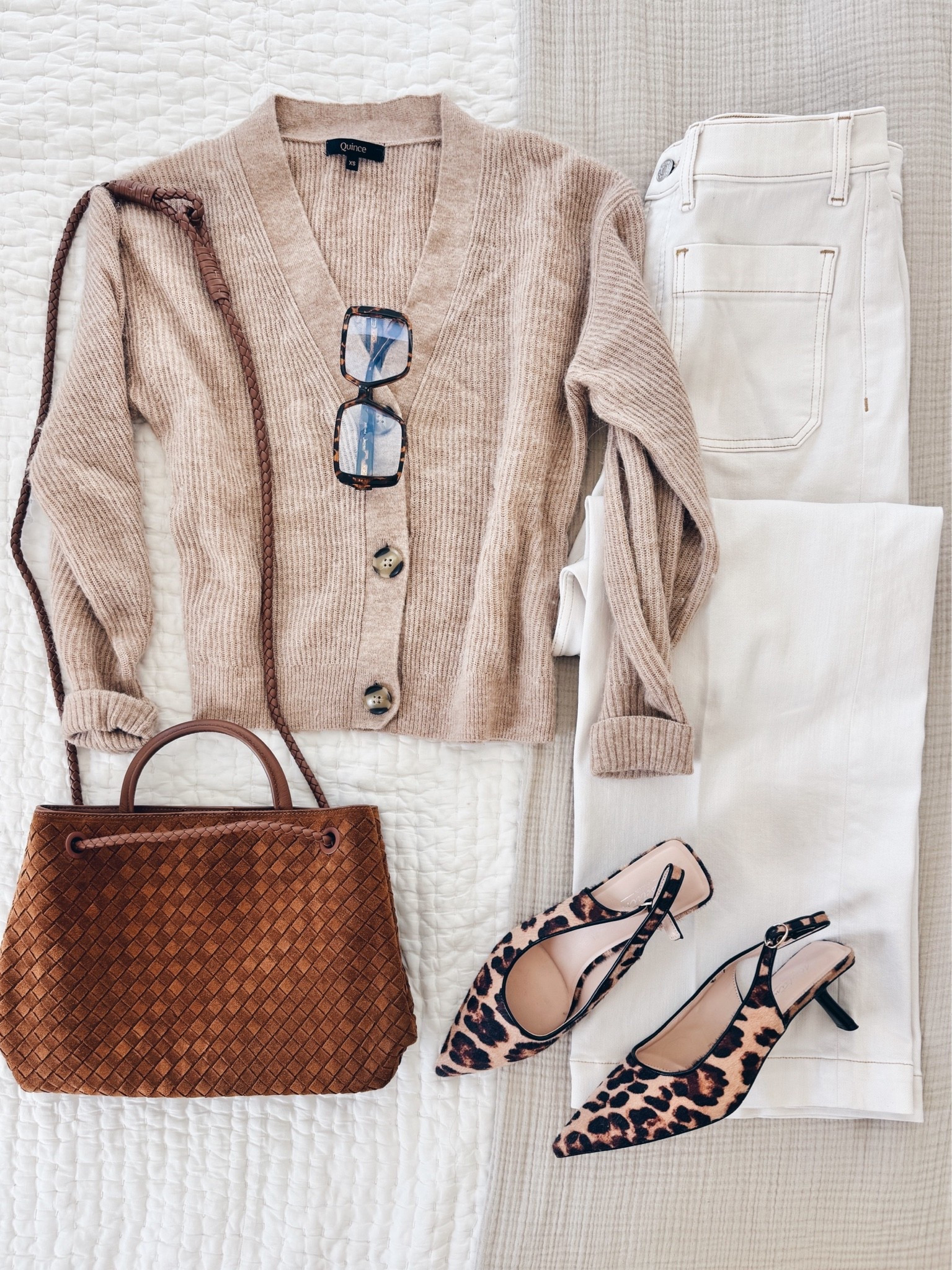 Business casual fall transition outfit. These cropped off white jeans are 30% off in your cart. I have small tall and small in the cashmere sweater. Leopard sling back true to size.

#LTKSaleAlert #LTKWorkwear #LTKOver40