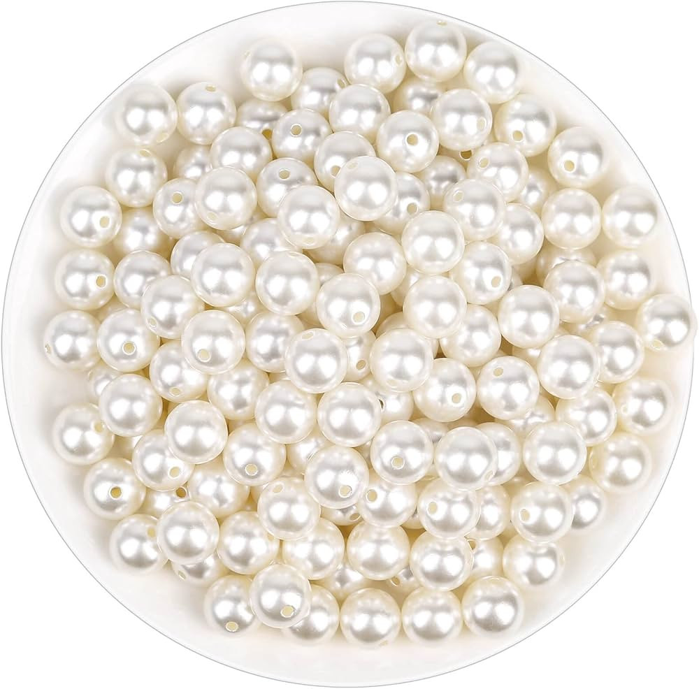 Pearl Beads for Craft, Anezus 200pcs Ivory Faux Fake Pearls, 12 MM Sew on Pearl Beads with holes ... | Amazon (US)