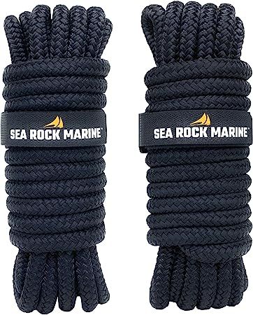 Sea Rock Marine Premium Double Braided Nylon Dock Lines (2 Pack) |15' 25' or 30' with 12” Eyele... | Amazon (US)