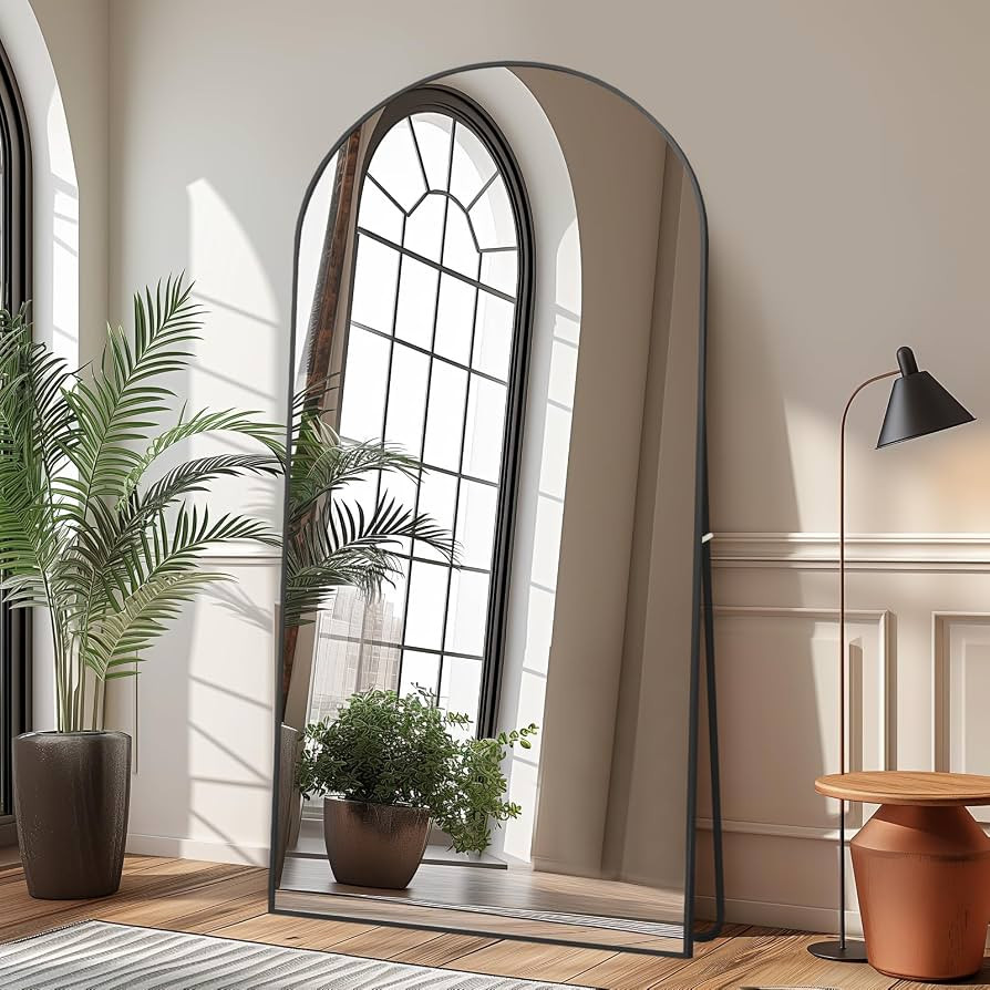 Beauty4U 71" x 32" Arched Full Length Mirror, HD Tempered Glass Floor Mirror with Black Aluminum ... | Amazon (US)