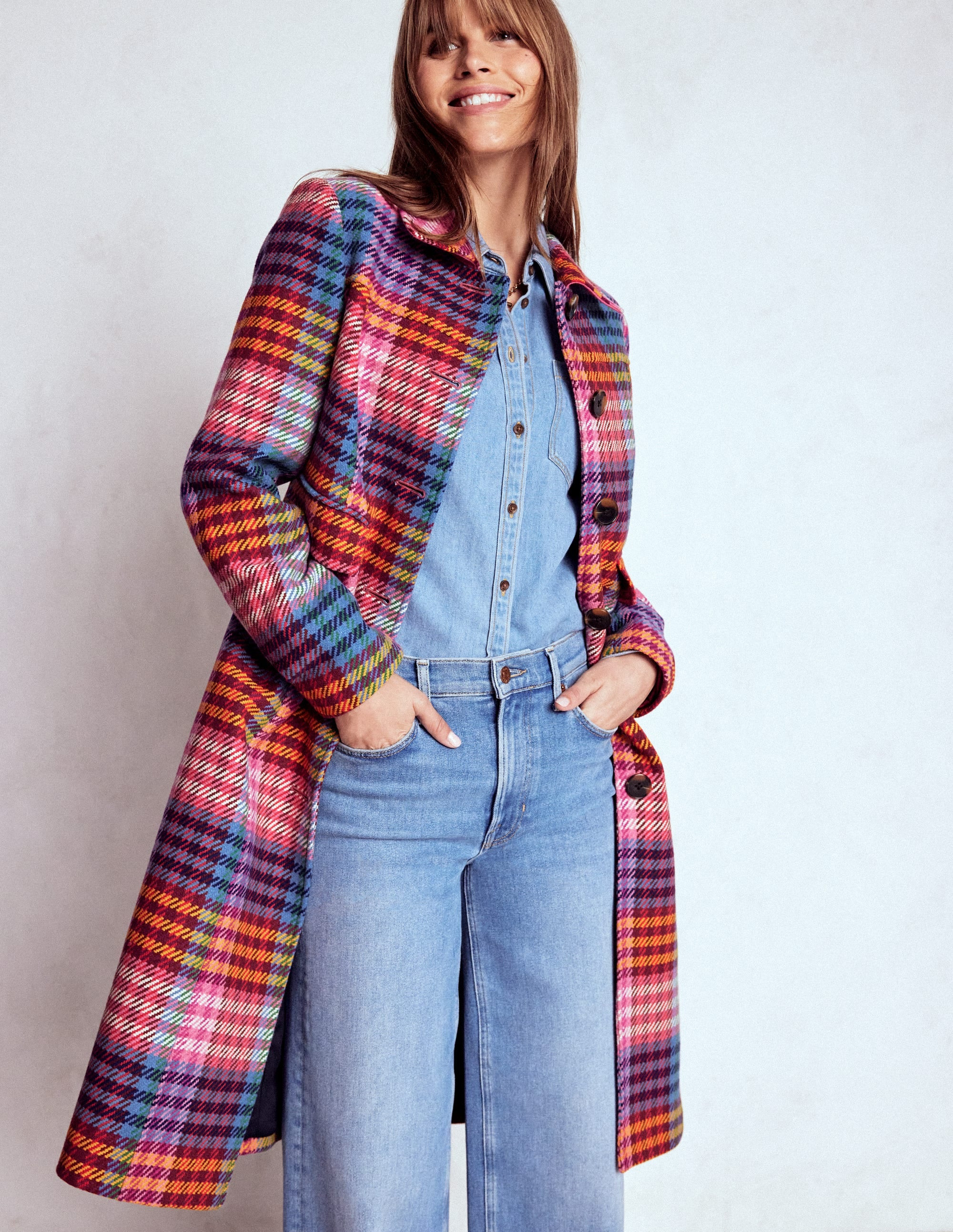 St Albans Coat-Rainbow Blanket Multi Gingham | Boden (US)