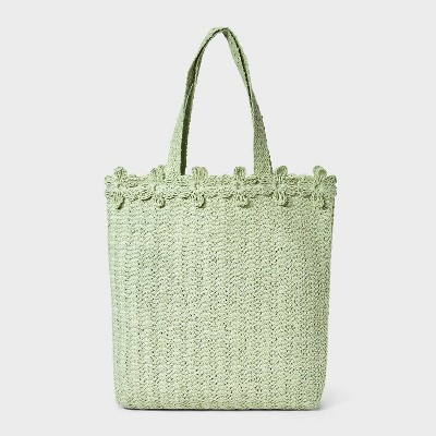 Straw Large Floral Print Tote Handbag - A New Day™ | Target
