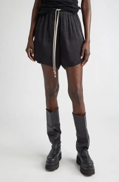 Rick Owens Silk Satin Boxer Shorts in Black at Nordstrom, Size 4 Us | Nordstrom