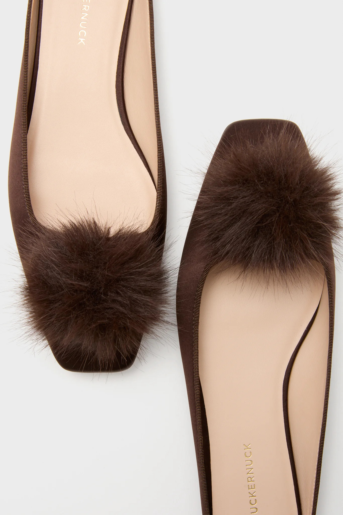 Chocolate Satin Nilli Flats with Pom Pom | Tuckernuck (US)