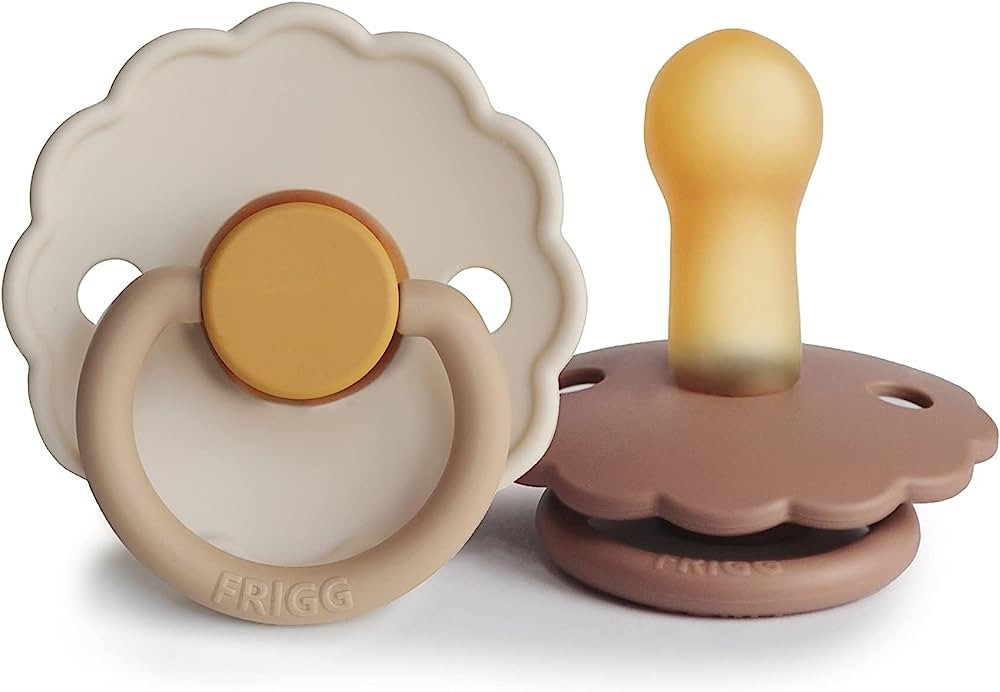 FRIGG Daisy Natural Rubber Baby Pacifier | Made in Denmark | BPA-Free (Chamomile/Peach Bronze, 6-... | Amazon (US)