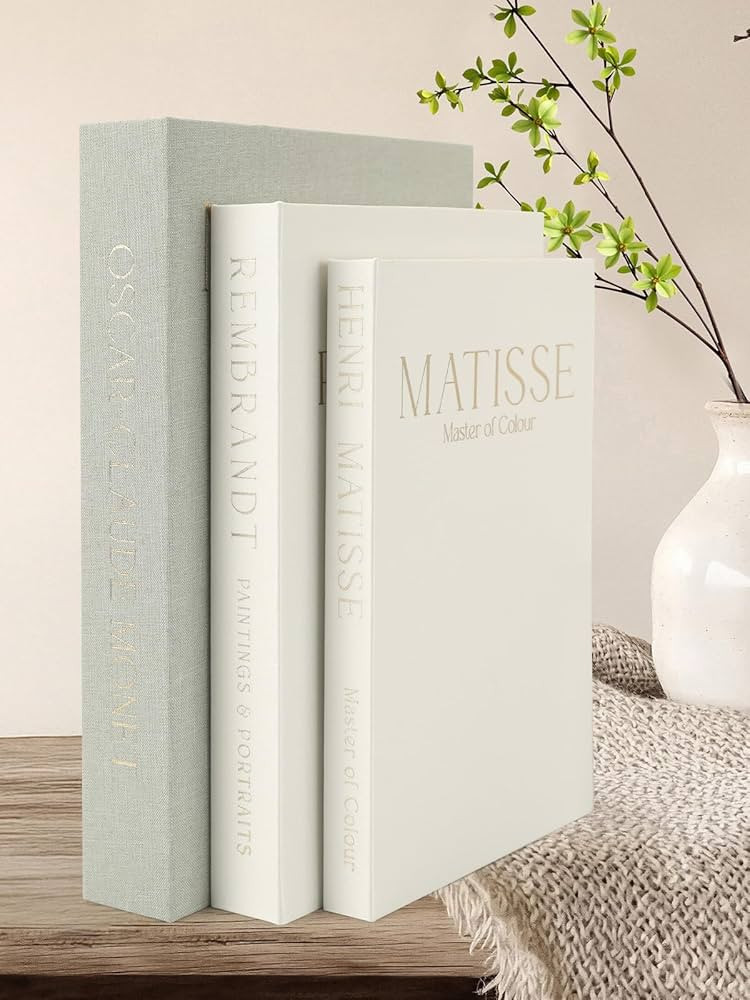 3 Pack Decorative Book Set, Faux Linen Storage Boxes - Aesthetic Fake Books for Coffee Table & Bo... | Amazon (US)