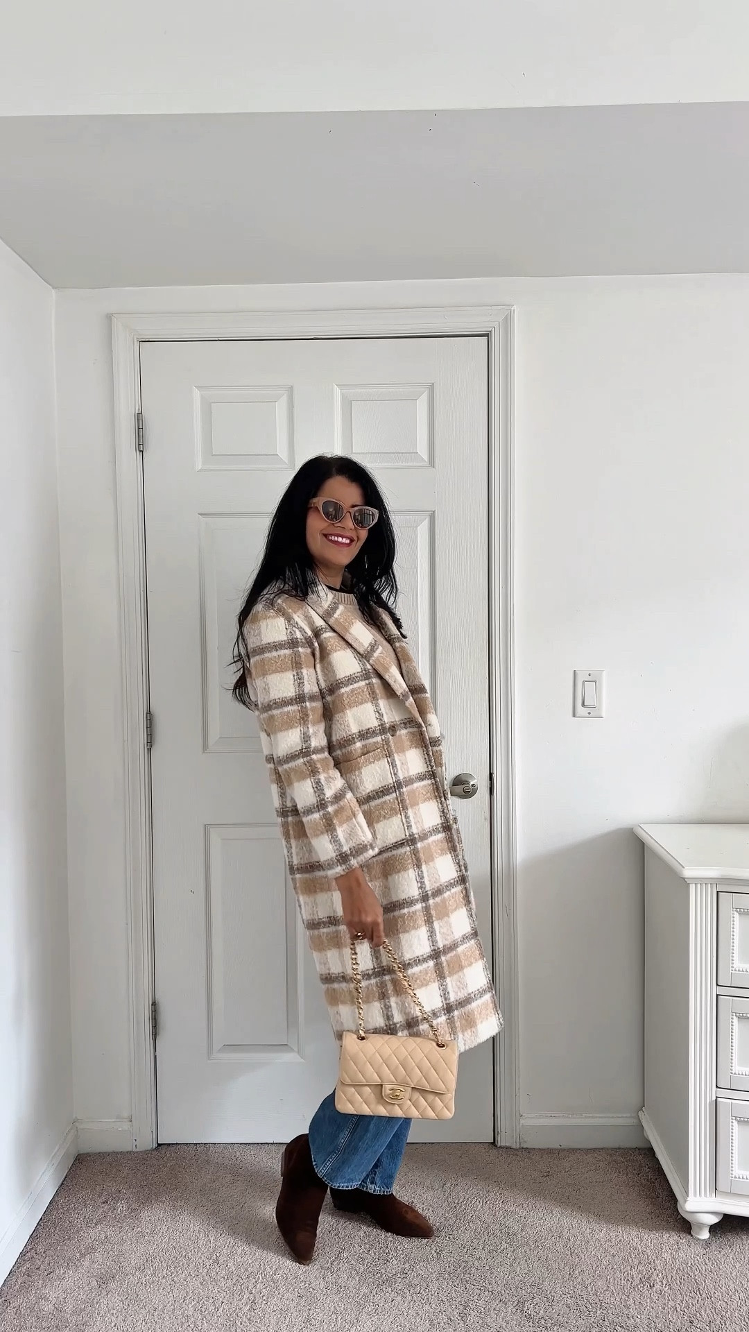 Wool plaid coat topper is easy way to polish up any casual outfit! Love the soft feel and classic look of this coat ❤️