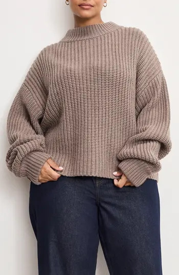 Good American Chunky Mock Neck Sweater in Smoke at Nordstrom Rack, Size Medium | Nordstrom Rack