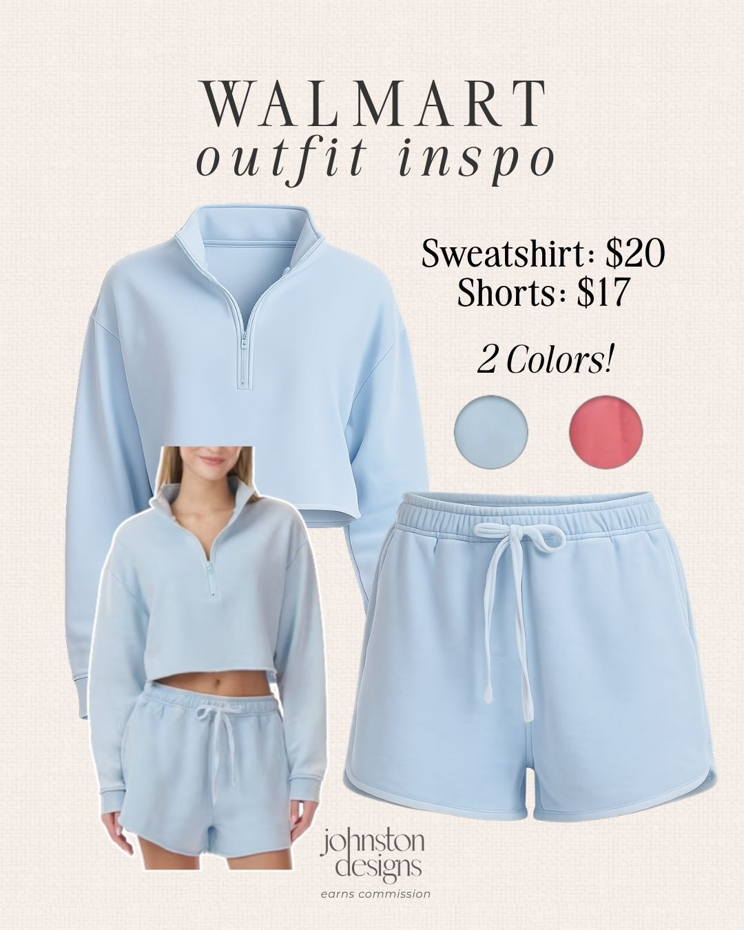 Walmart outfit inspo in the cutest matching set 🩵 Cropped half zip sweatshirt and comfy shorts for lounging, errands, travel days or casual weekend plans.

Walmart outfit, walmart style, matching set, sweatshirt set, half zip sweatshirt, lounge set, blue outfit, comfy outfit, travel outfit, casual style, weekend outfit, walmart fashion, affordable fashion, outfit inspo
 

 #LTKootd