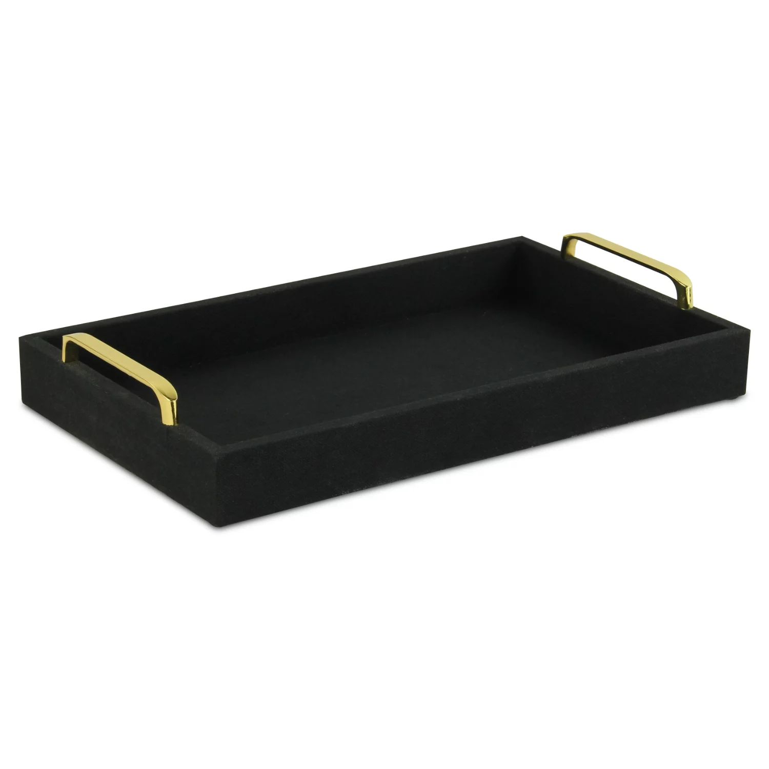 15.75" Black and Gold Handmade Rectangular Linen Tray - Walmart.com | Walmart (US)