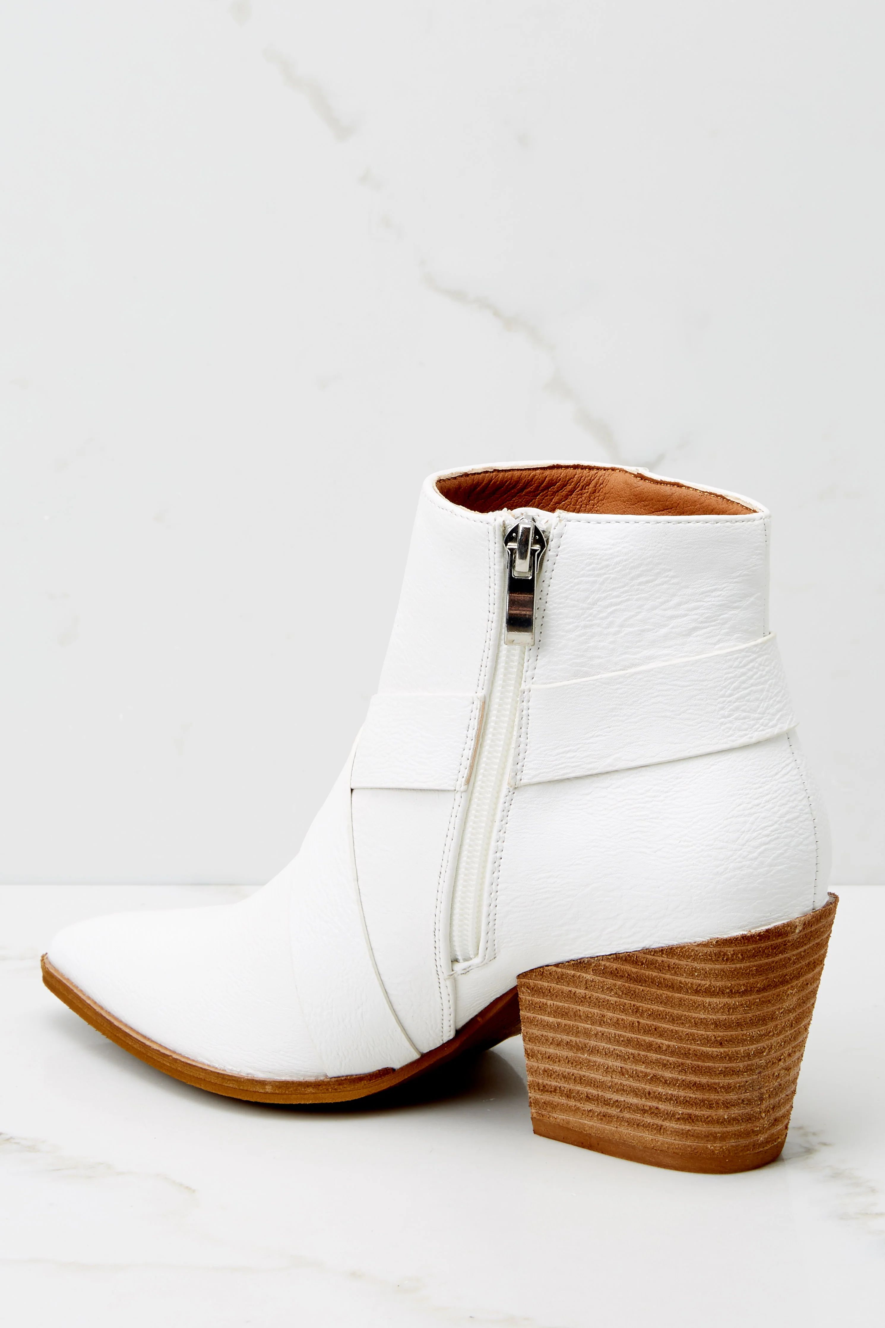 Sleek Style White Ankle Booties | Red Dress 
