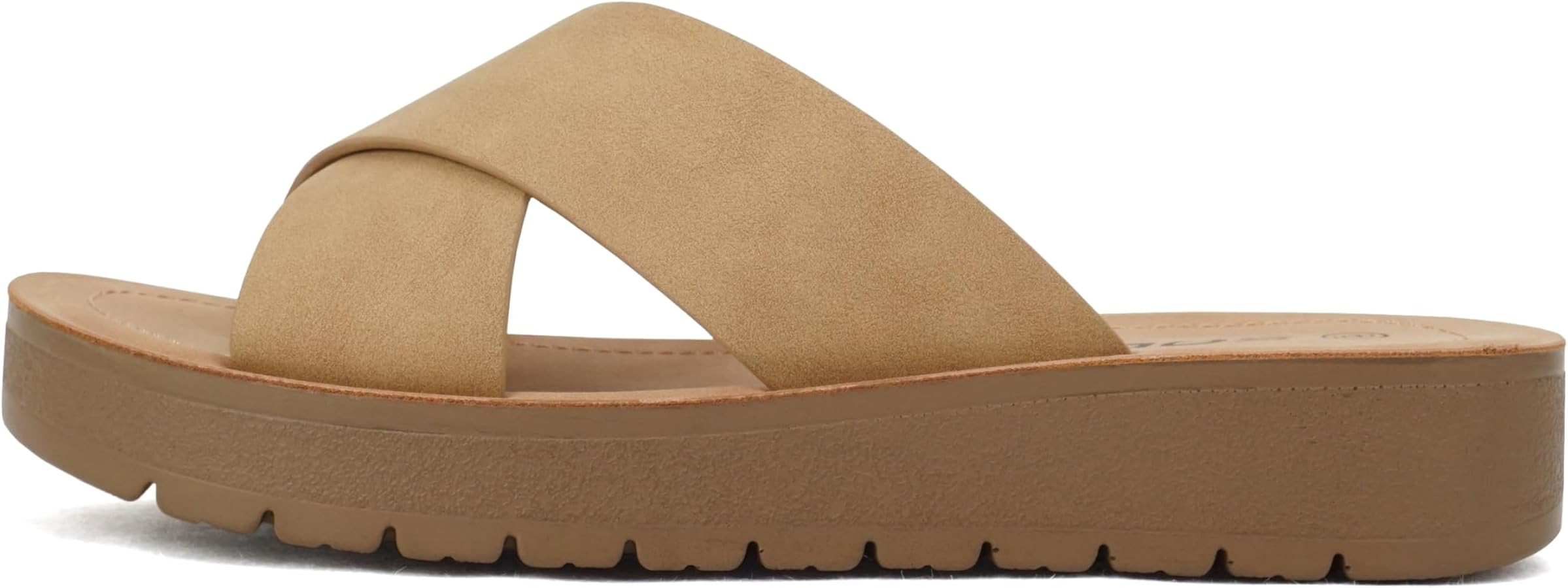 Soda LUCY ~ Women Open Toe Flatform Platform Crisscross Band Upper Fashion Slide Sandals | Amazon (US)