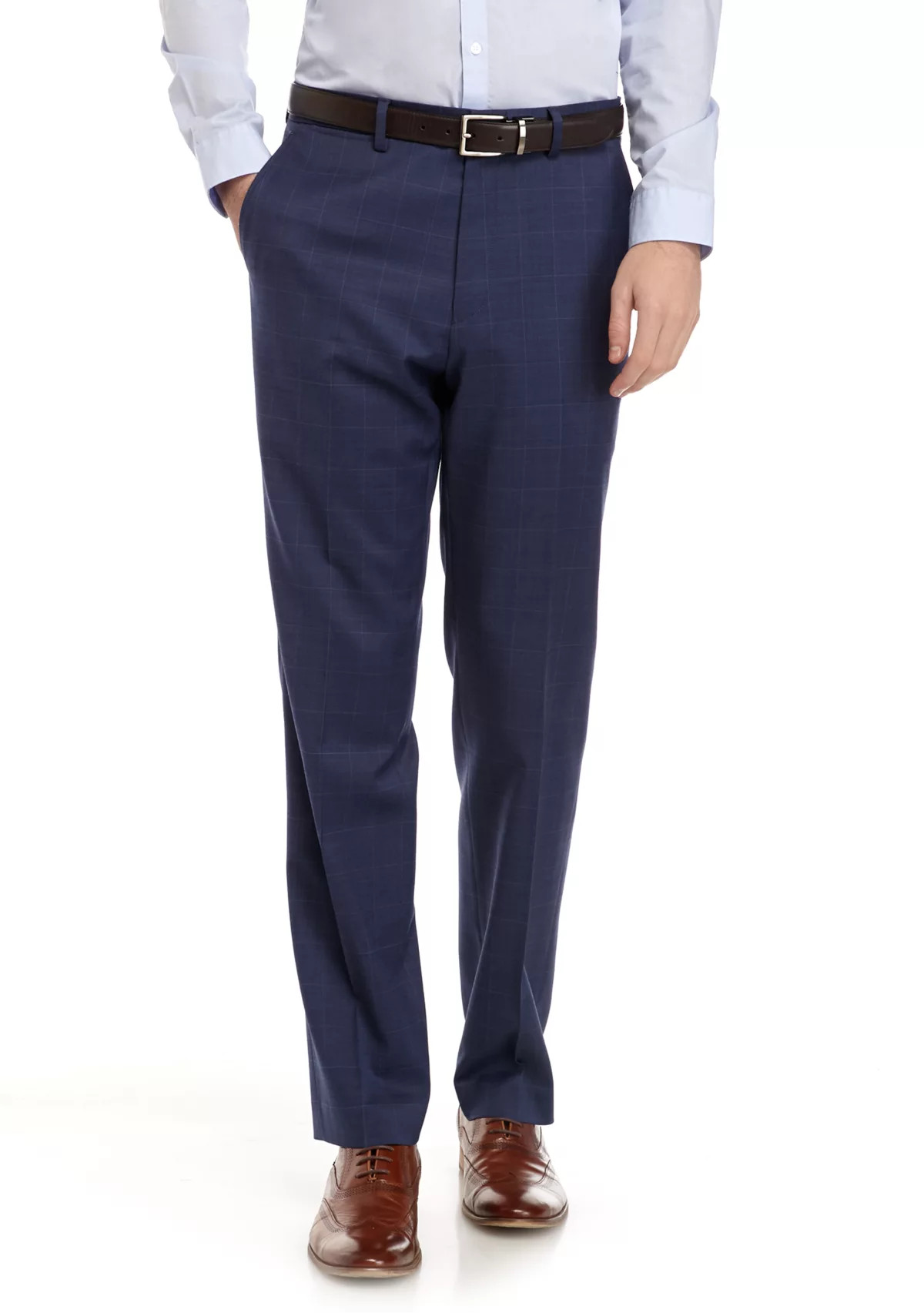 Crown & Ivy™Navy Windowpane Stretch Suit Separate Pants | Belk