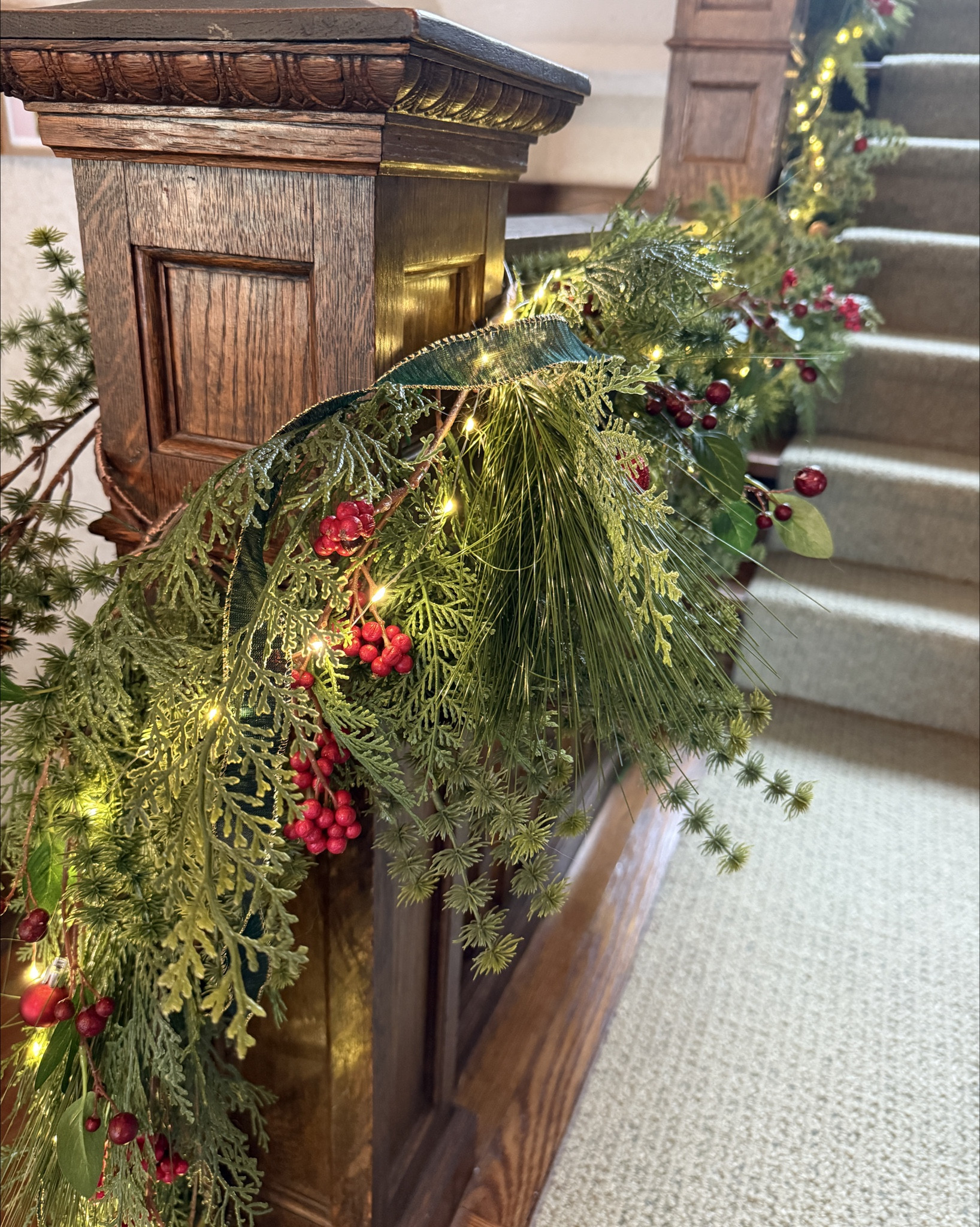 Finally finished the garland for the stairs and I LOVE! So fun and festive. The battery operated twinkly lights are so cute. 

#LTKHoliday #LTKdayinmylife #LTKHome