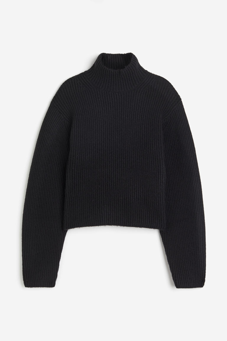 H & M - Rib-knit Mock Turtleneck Sweater - Black | H&M (US + CA)