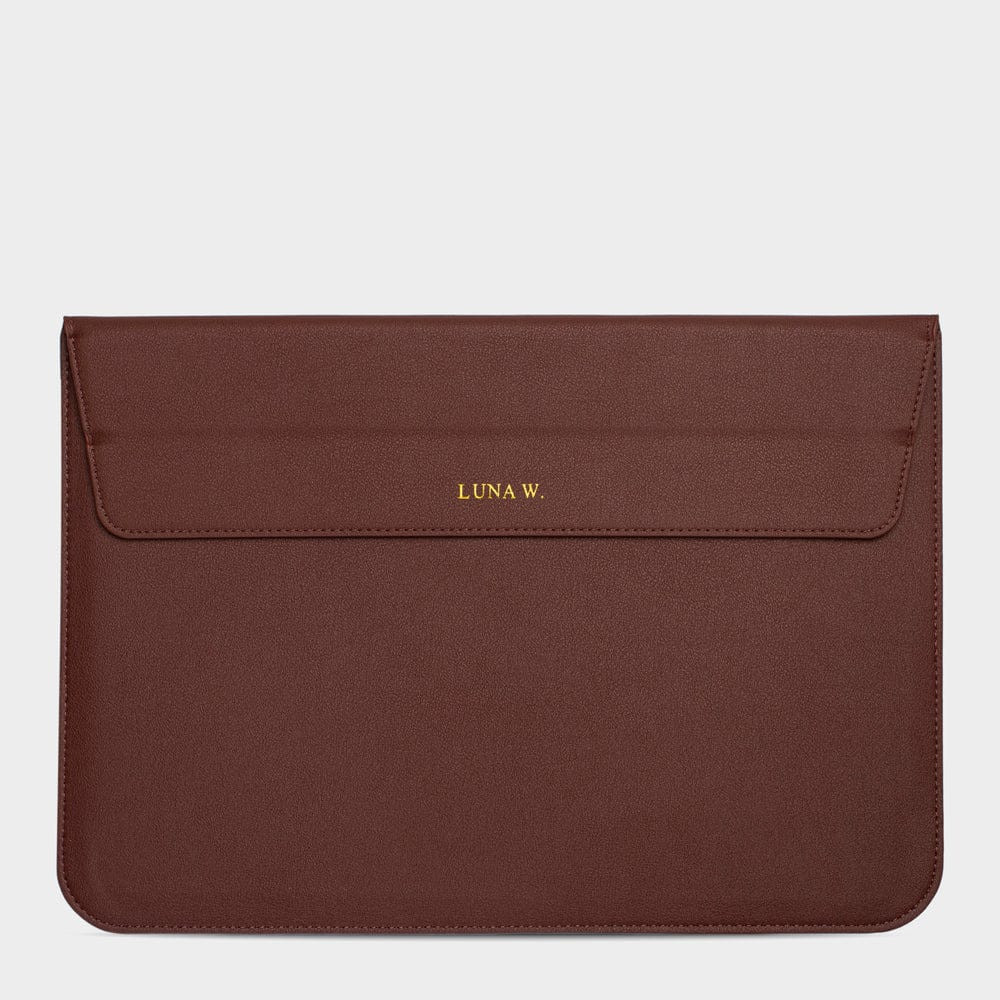 Dark Brown Personalized Laptop Sleeve with Stand | INSERIF (US)