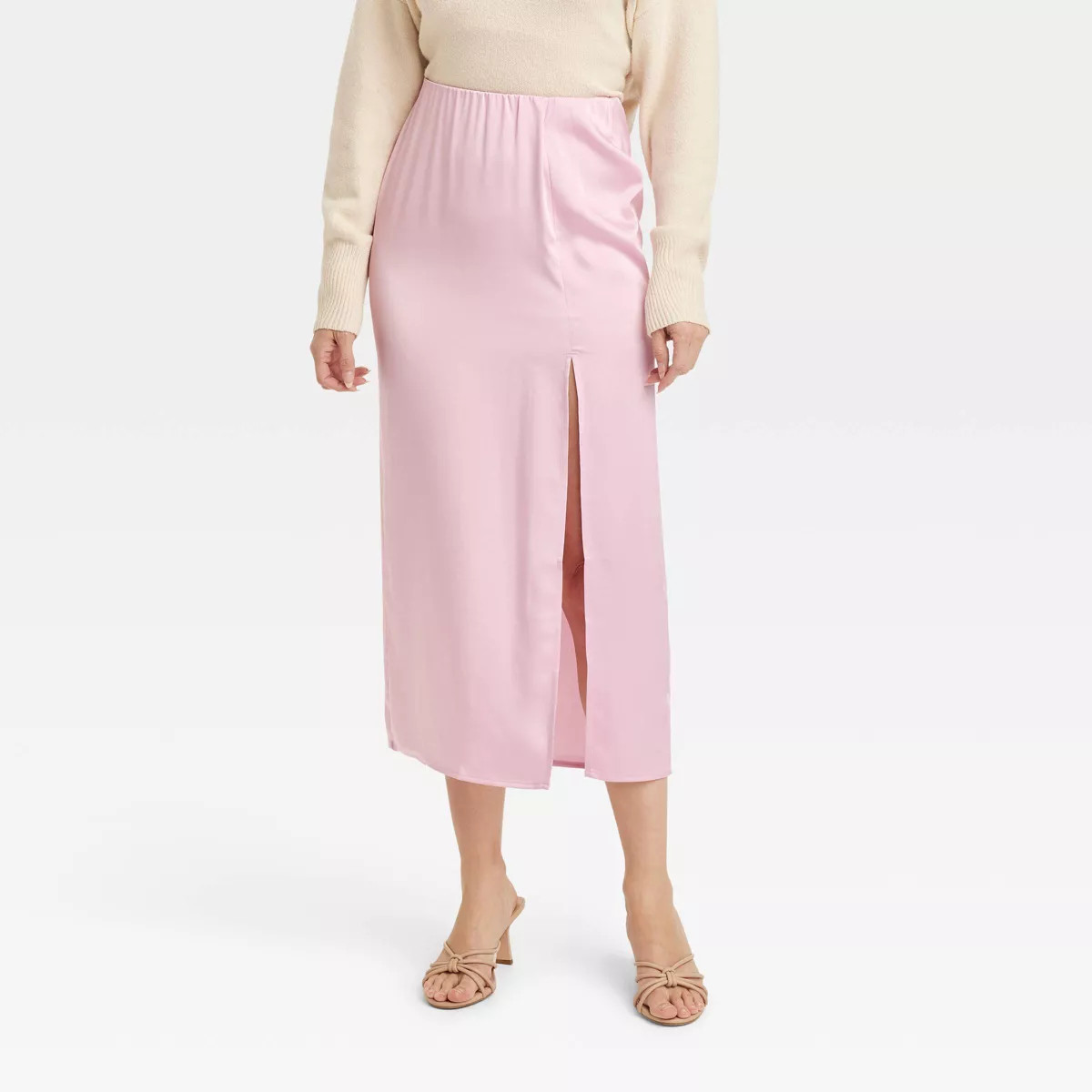 Women's Satin Slip Skirt - A New Day™ Light Pink | Target