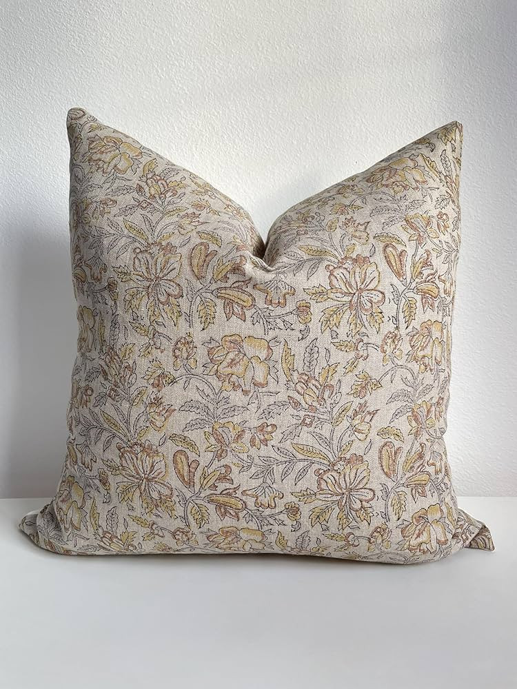 Canyon Theory Hand Block Print Pure Linen 20x20 Inch Throw Pillow Cover: Indoor Outdoor Handmade ... | Amazon (US)