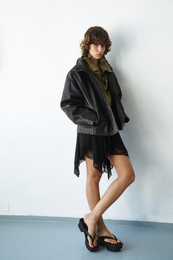 OVERSIZED 100% LEATHER JACKET | Zara UK