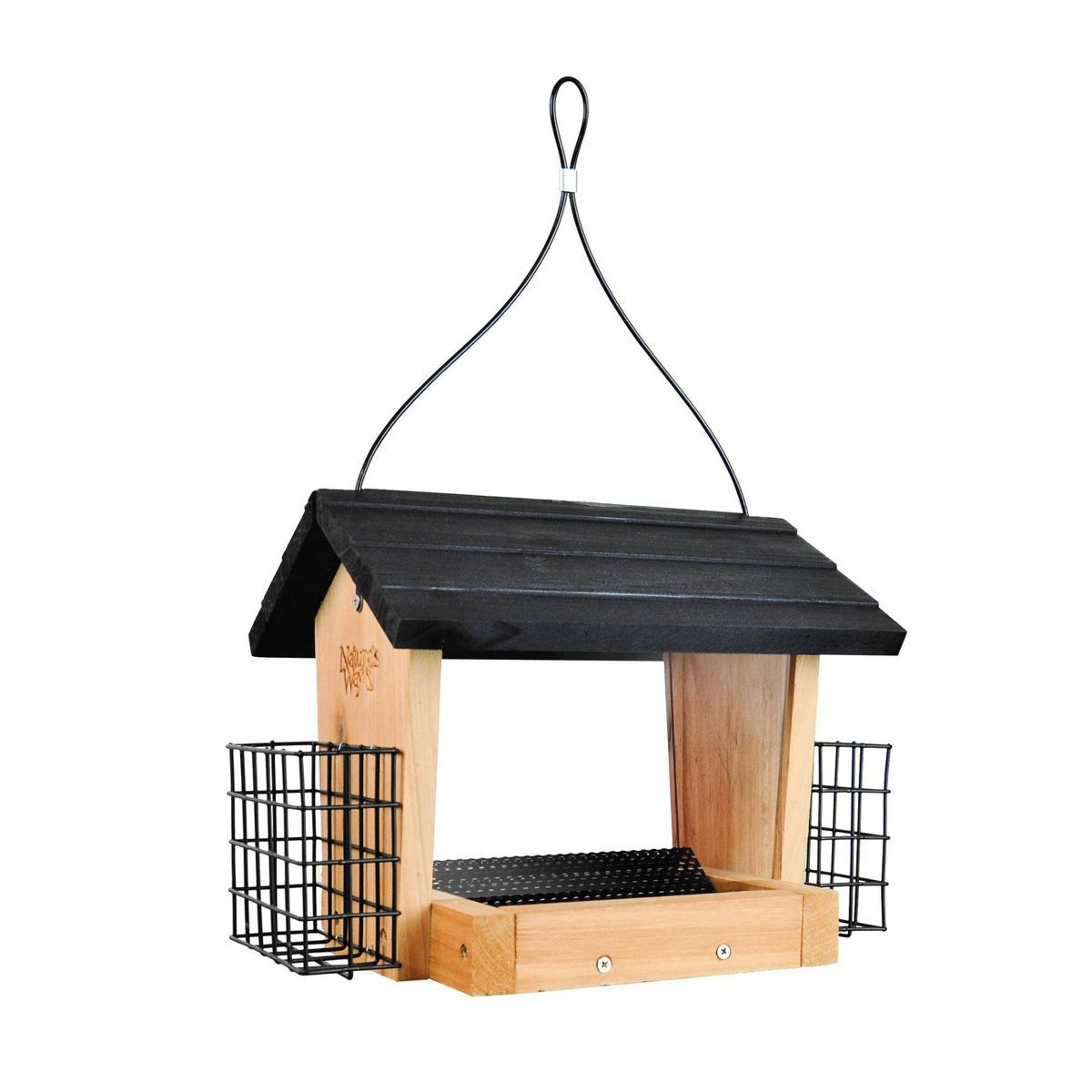 Nature's Way Bird Products 3qt Cedar Hopper Feeder with Suet Cages 8.5" | Target