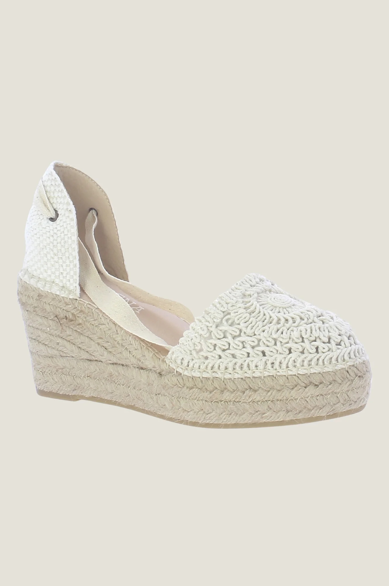 Crochet Wedge Espadrilles | Cream | Aspiga US