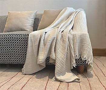 KyraHome 100% Organic 55"x60" Muslin Cotton Throw Blanket for Couch, Adult, Plant Dyed Breathable... | Amazon (US)