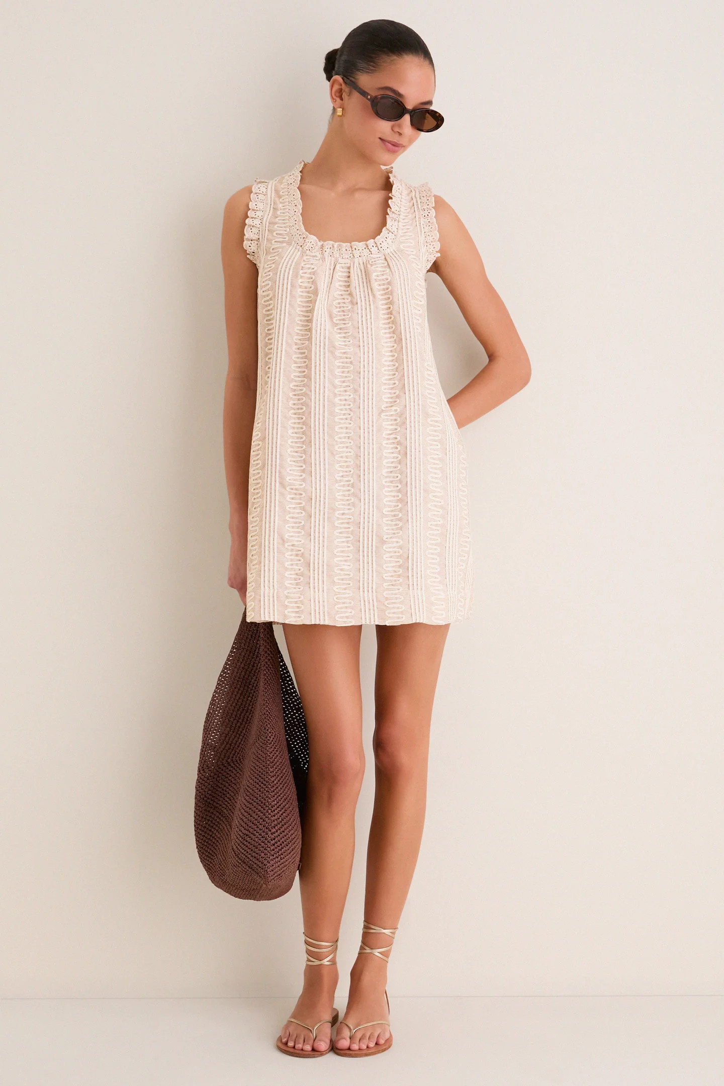 Tan & Cream Applique Valerie Mini Dress | Tuckernuck (US)