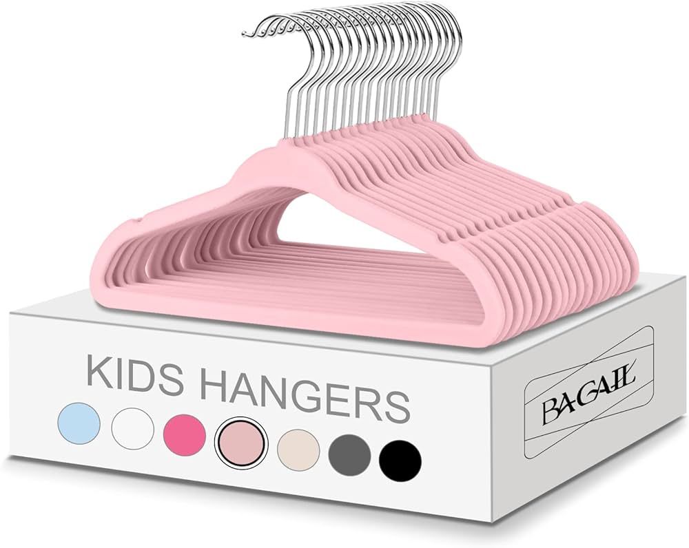 BAGIAL Kids Velvet Hangers 14” Inch Children's Clothes Hangers Non-Slip Baby Hangers for Infant... | Amazon (US)