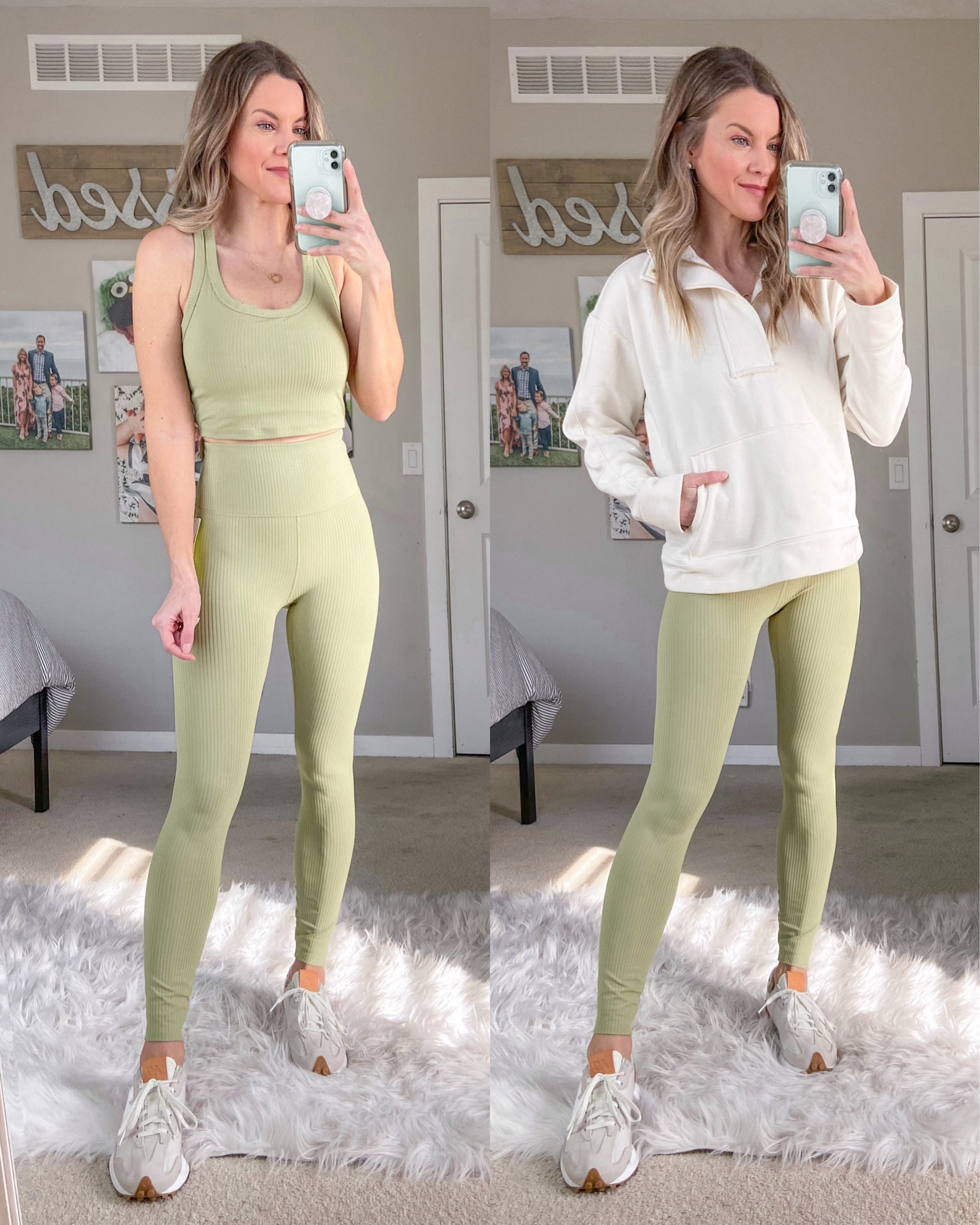 $50 Ribbed Matching Set Athleisure
Ribbed Athletic Sports Bra Top
Ribbed Leggings
Off-white quarter-zip pullover sweatshirt
XS leggings, S bra top (I could have done XS)
#hocautumn Light Olive 🫒 

Similar to Lululemon “Bronze Green” color, but lighter

#LTKSeasonal #LTKunder50 #LTKfit