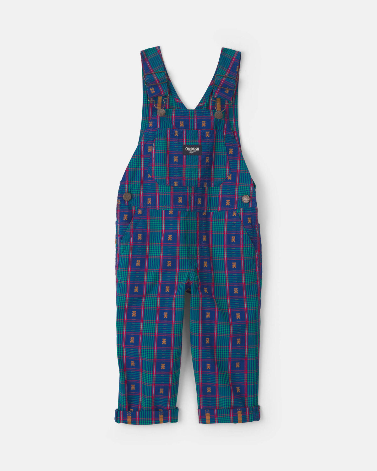 Toddler Girl Plaid Bear Overalls - Blue | Carter's Inc